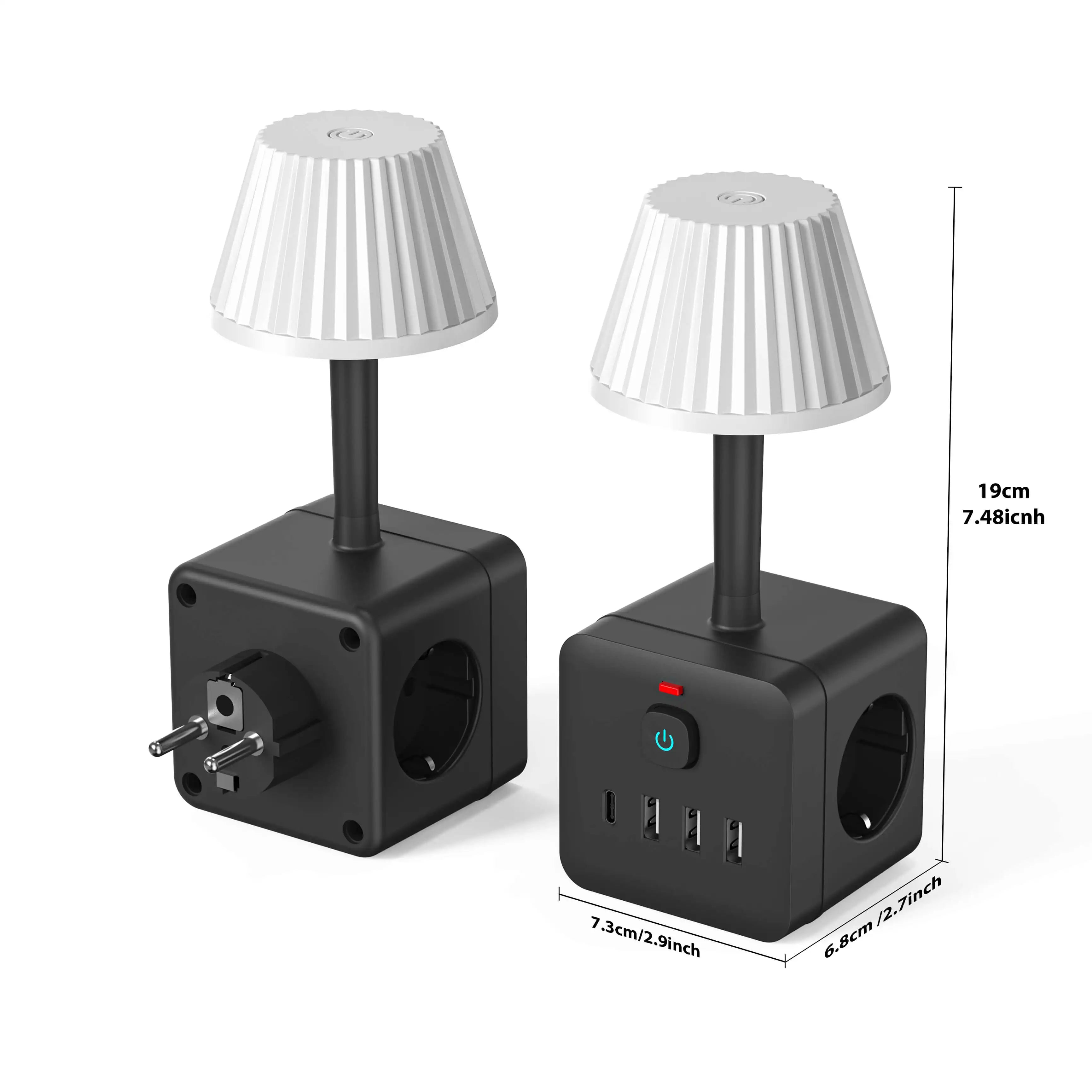 Lampe de Chevet + Multiprise 3 Prises & 4 Ports USB