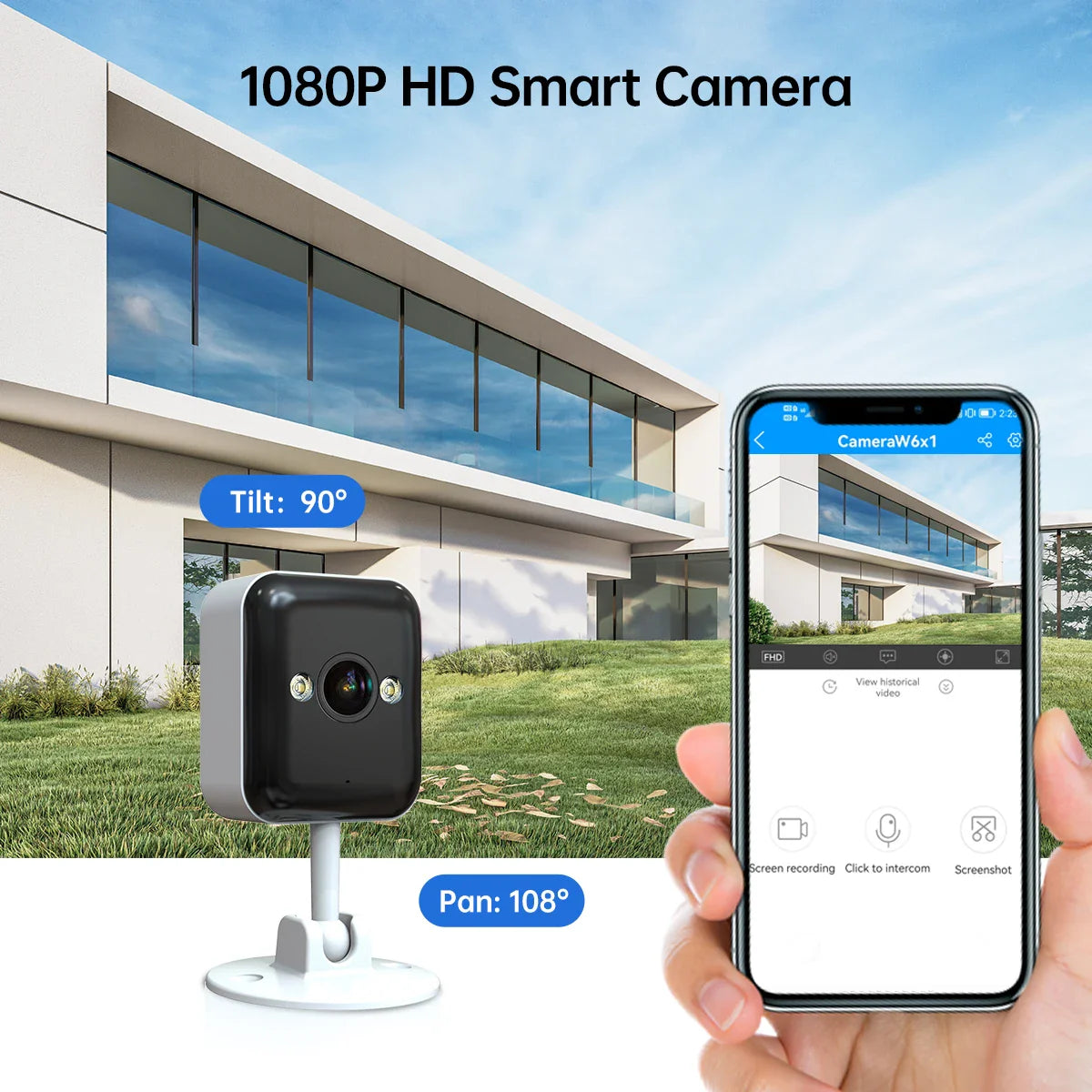 Mini Caméra WiFi 1080P Extérieur/Intérieur avec Vision Nocturne