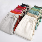 PANTALON EN COTON ET LIN POUR FEMME - TAILLE ÉLASTIQUE
