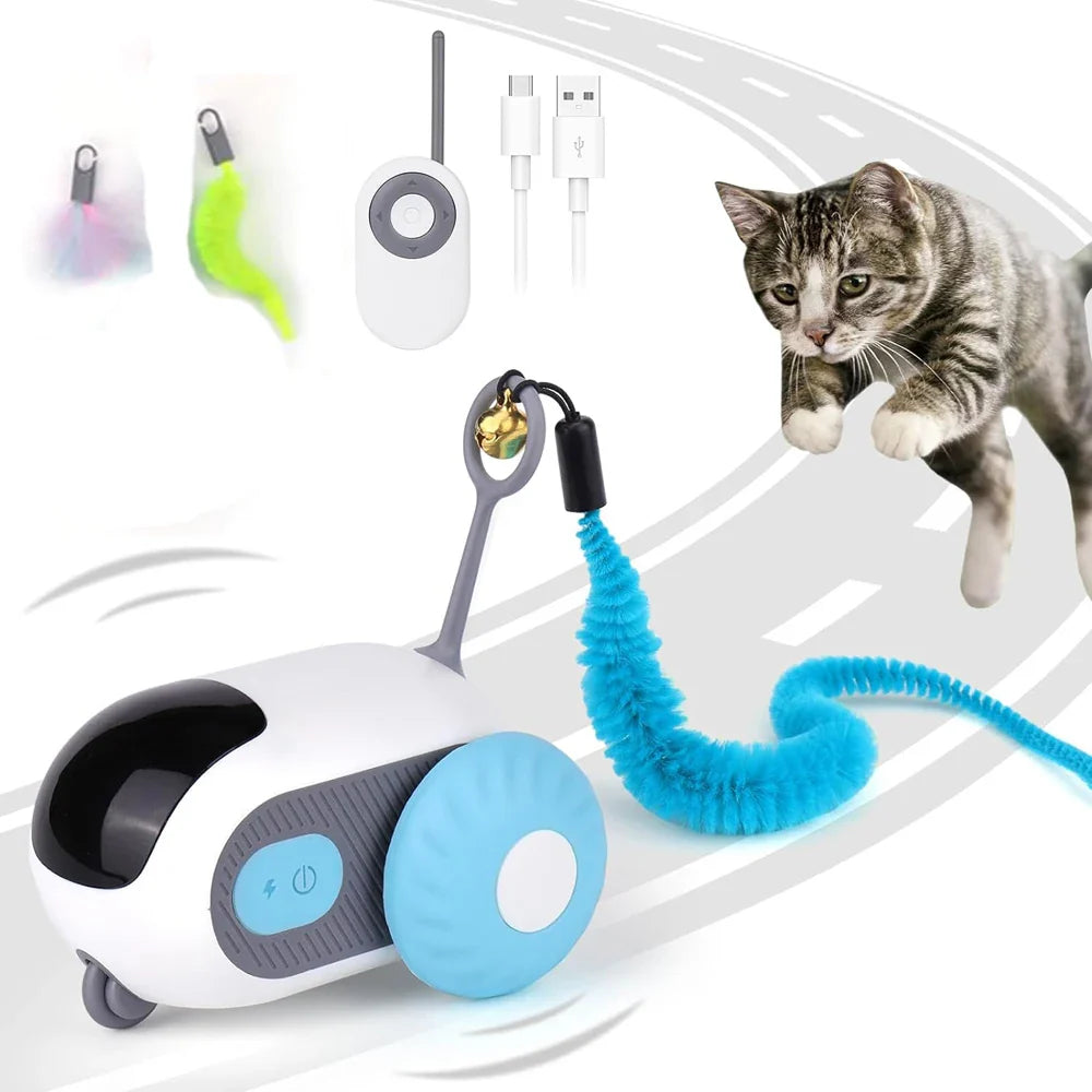 Voiture Intelligente Télécommandée Interractive pour Chat - 2 Modes