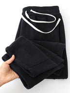 Jogging Homme Polaire Épais Coupe Droite avec Cordon de Serrage aux Chevilles