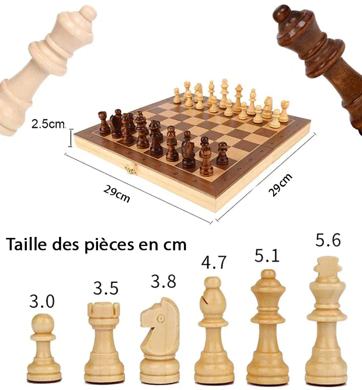 Jeu d'échec en bois - magnétique