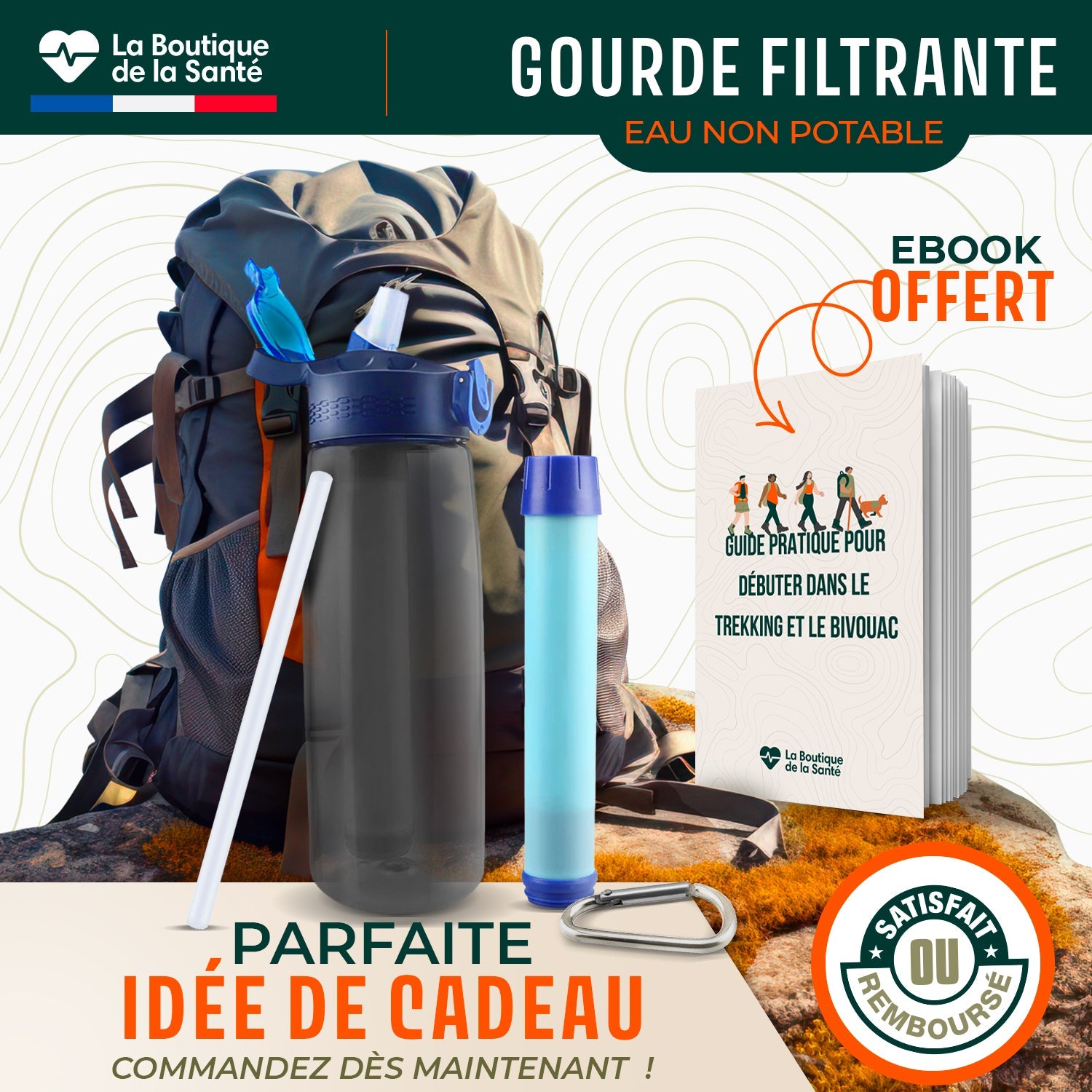Gourde filtrante pour eau non potable + E-BOOK OFFERT
