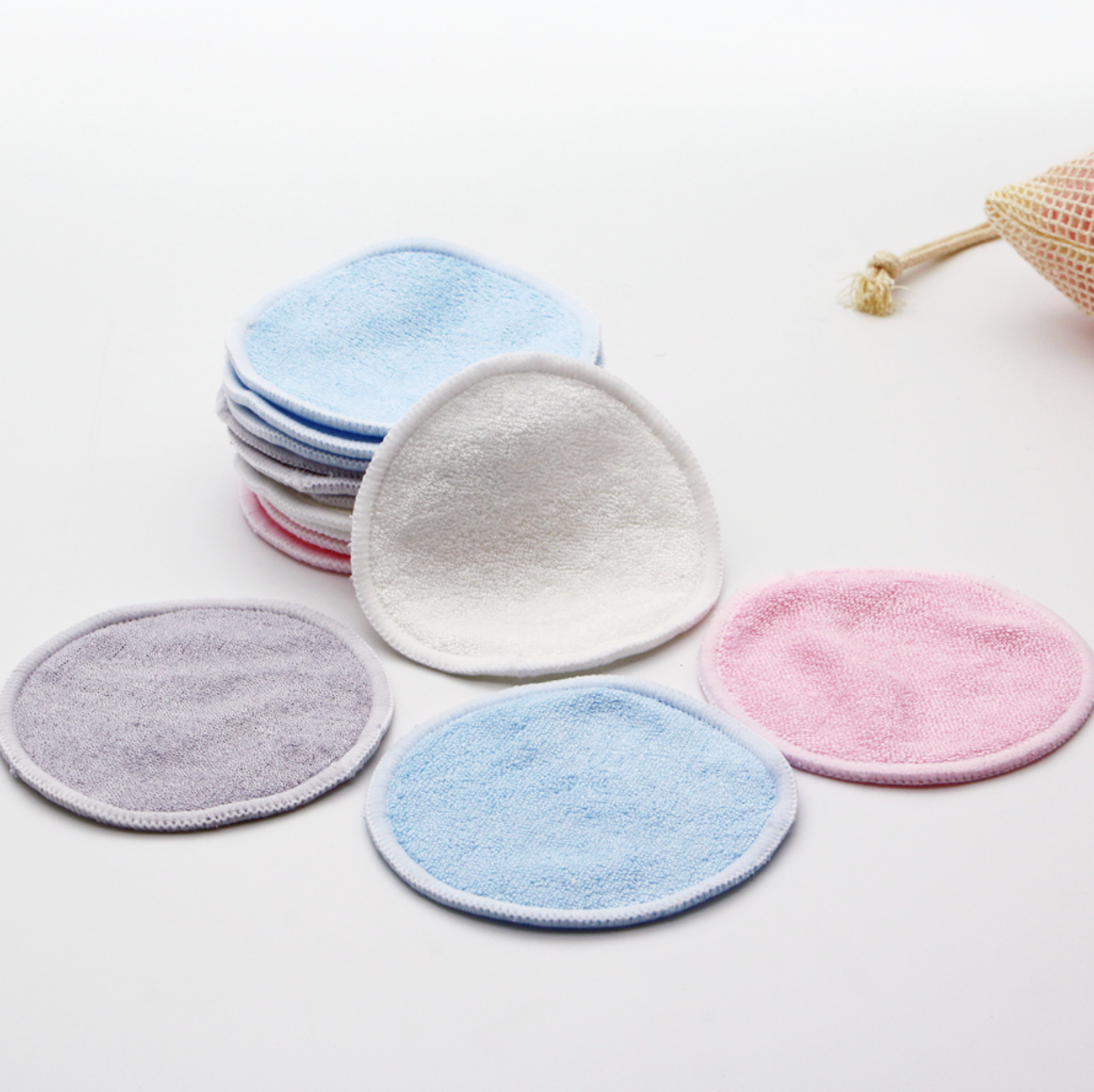 12x Cotons démaquillants lavables en fibres de bambou