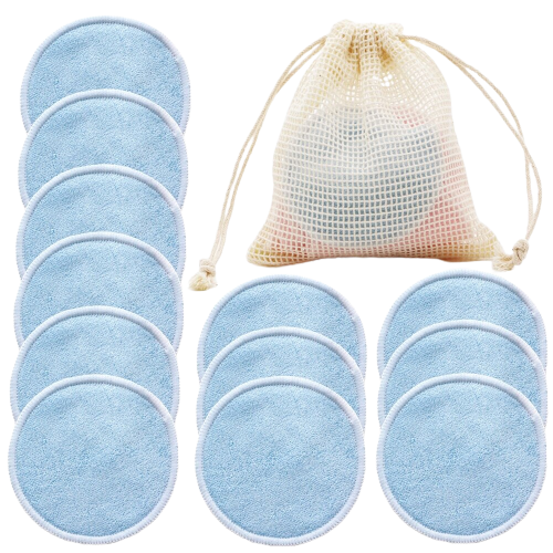 12x Cotons démaquillants lavables en fibres de bambou