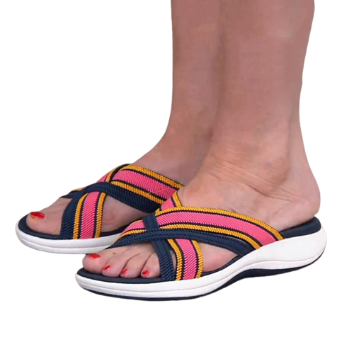 Sandales sportswear à lanière bicolore