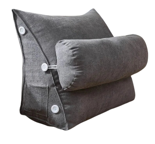 Coussin de lecture triangulaire - Appui-tête & Poche latérale