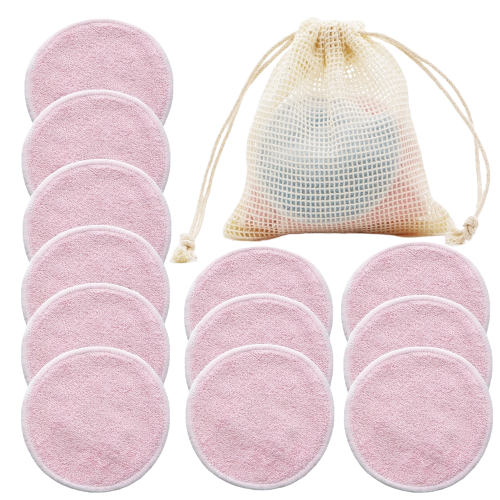 12x Cotons démaquillants lavables en fibres de bambou