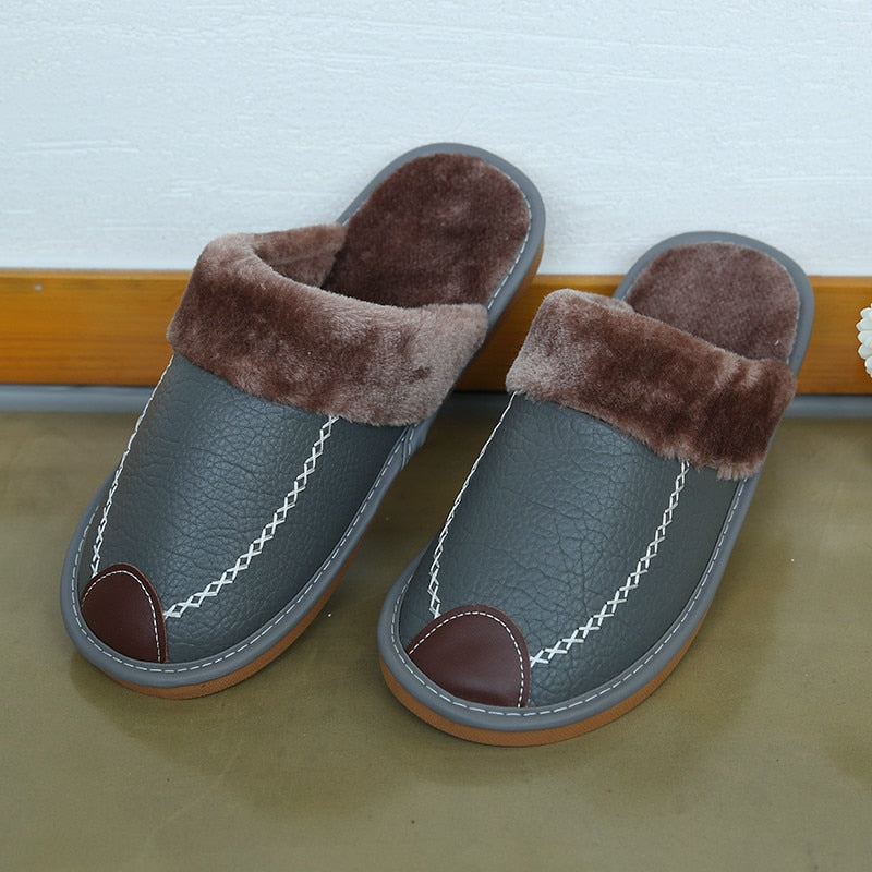 Pantoufles d'hiver en cuir