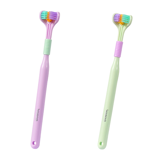 2x Brosses à dents à 3 têtes 360° - Poils souples