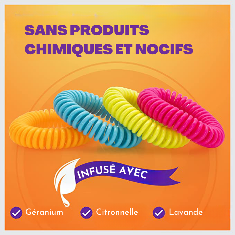 Lot de 10 Bracelets à la citronnelle anti-moustiques