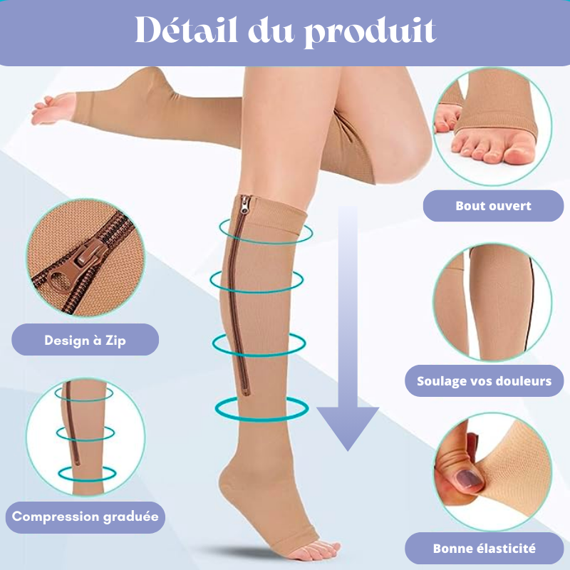 Chaussettes de Compression à Zip