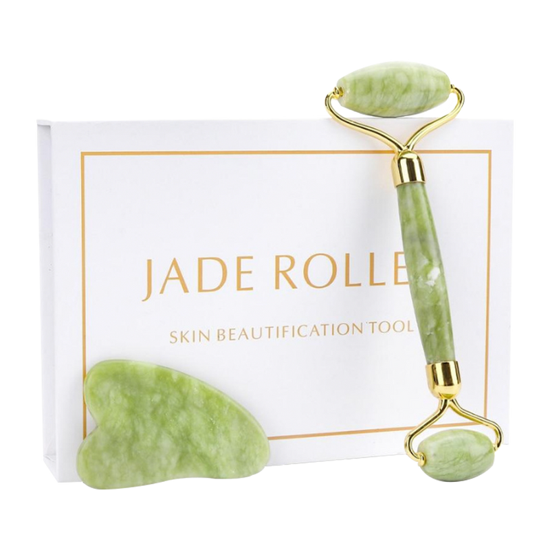 Coffret complet de massage : Rouleau Pierre de Jade et Pierre Gua Sha